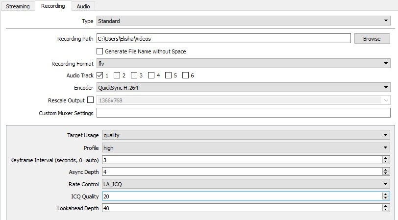 cqp recording quicksync obs