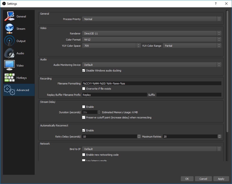 obs audio settings for recording